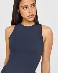 SoftMotion™ High Neck Mid Vest with White Logo | True Blue