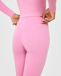 SoftMotion™ High Waisted Leggings with White Logo | Rose Pink
