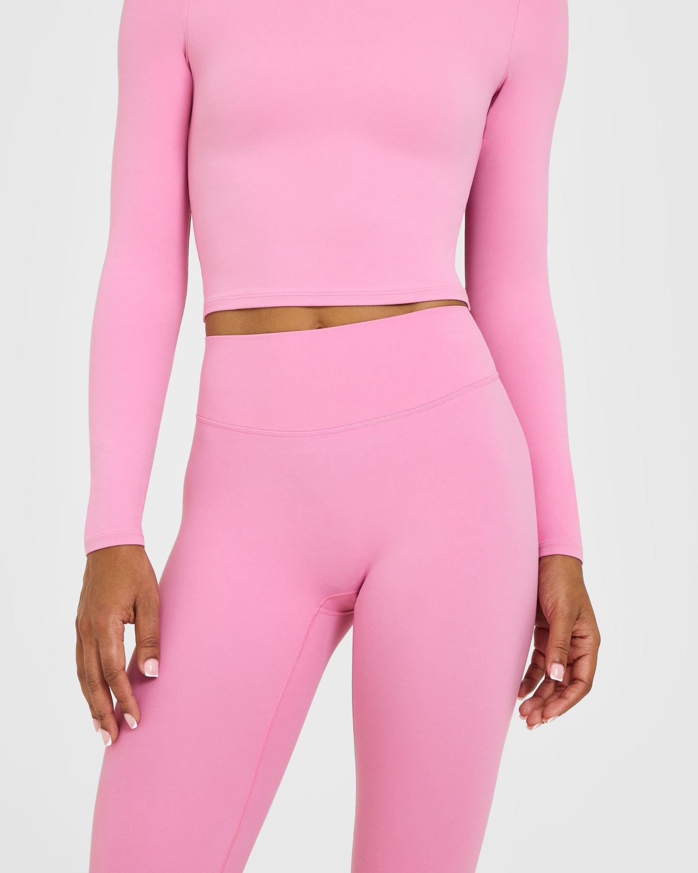 SoftMotion™ High Waisted Leggings with White Logo | Rose Pink