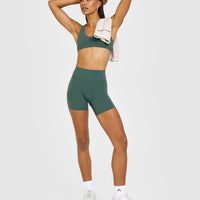 SoftMotion™ High Waisted Shorts 6" with White Logo | Iced Green