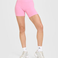 SoftMotion™ High Waisted Shorts 6" with White Logo | Rose Pink