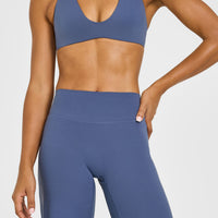 SoftMotion™ Straight Leg Bottoms with White Logo | Slate Blue