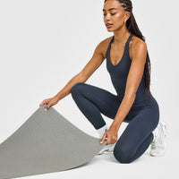 SoftMotion™ Racer Back Mid Vest with Built in Bra Shelf with White Logo | True Blue