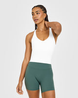 SoftMotion™ Racer Back Mid Vest With Built in Bra Shelf | White