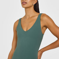 SoftMotion™ Scoop Back Flared All In One Long with White Logo | Iced Green