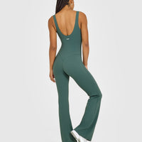 SoftMotion™ Scoop Back Flared All In One Long with White Logo | Iced Green