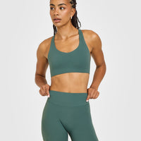 SoftMotion™ Sports Bra with White Logo | Iced Green