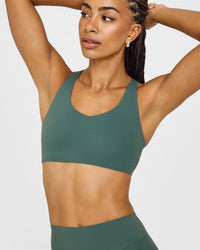 SoftMotion™ Sports Bra with White Logo | Iced Green