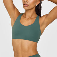 SoftMotion™ Sports Bra with White Logo | Iced Green