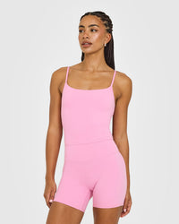 SoftMotion™ Strappy Mid Vest with Built in Bra Shelf with White Logo | Rose Pink