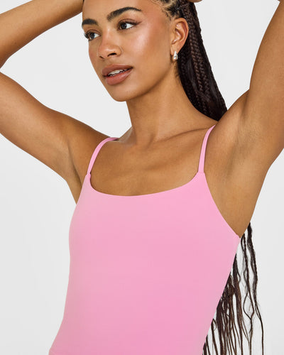 SoftMotion™ Strappy Mid Vest with Built in Bra Shelf with White Logo | Rose Pink