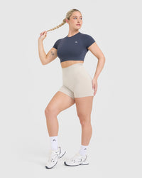 Go To Seamless Fitted Crop Top | True Blue