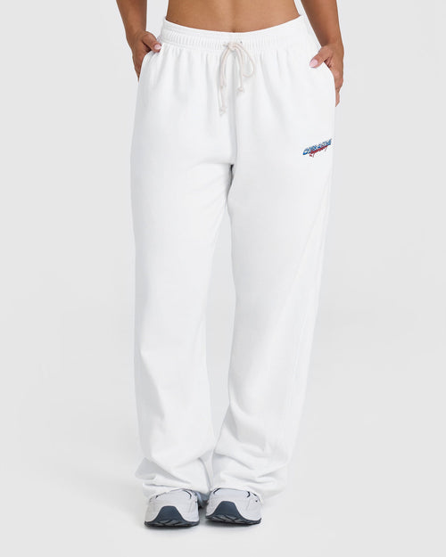 Oner Modal Raw Lounge Wide Leg Jogger with Graphic | White