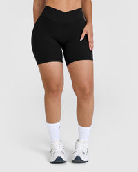 UnifiedMove Wrap Shorts White Logo 6" | Black