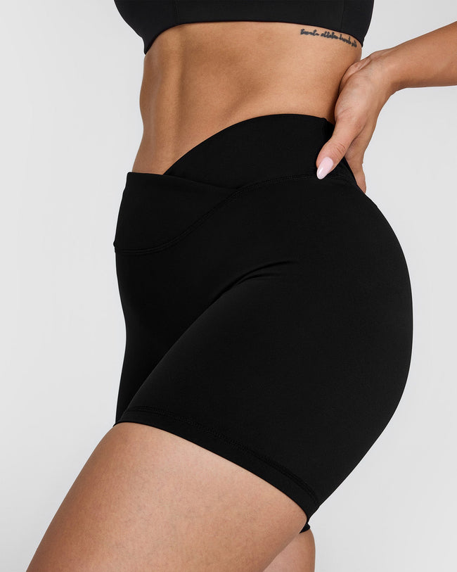 UnifiedMove Wrap Shorts White Logo 6" | Black