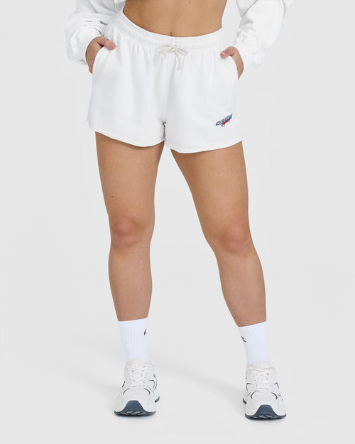 Oner Modal Raw Lounge Oversized Shorts with Graphic | White