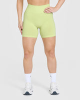 Effortless Seamless Shorts with White Logo | Pump Green