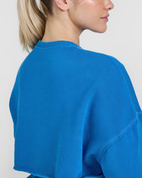 Raw Lounge Crop Sweatshirt with Graphic | Retro Blue