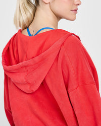 Raw Lounge Oversized Zip Through Hoodie with Graphic | Muscle Mommy Red