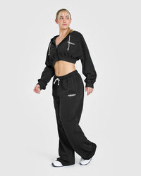 Raw Lounge Wide Leg Jogger with Graphic | Washed Black