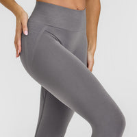 EffortlessLift™ Seamless Leggings with White Logo | Ash Grey