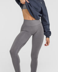 EffortlessLift™ Seamless Leggings with White Logo | Ash Grey