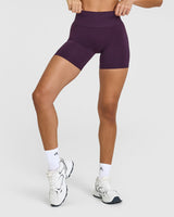 Effortless Seamless Shorts with White Logo | Blackberry Purple