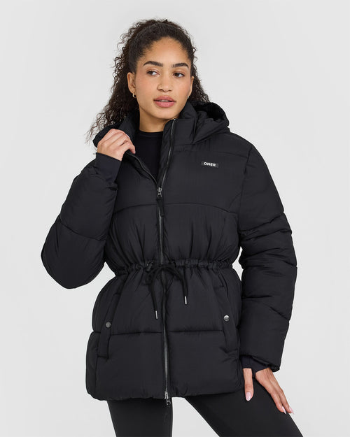 Oner Modal Mid Length Puffer Jacket | Black