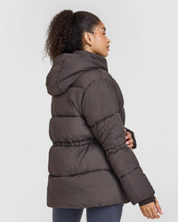 Mid Length Puffer Jacket | Truffle Brown