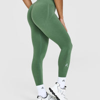 EffortlessLift™ Seamless Leggings with White Logo | Forest Green