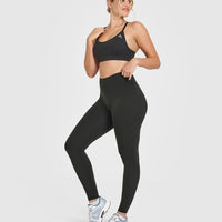 SoftMotion™ Leggings with White Logo | Soft Black