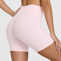 SoftMotion™ Cycling Shorts 8" with White Logo | Ballet Pink