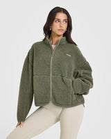 Zip Through Fleece Jacket | Alpine Green