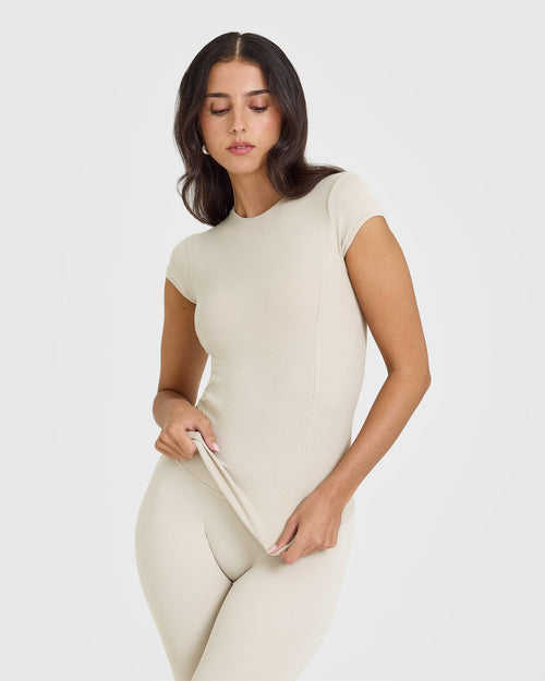 Oner Modal Mellow™ Rib T-Shirt | Sand