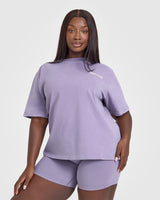 Oversized Graphic Washed T-Shirt | Soft Purple