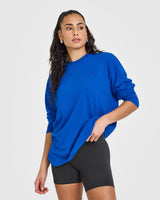 Classic Oversized Lightweight Long Sleeve Top | Cobalt Blue