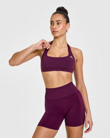 EasyLift™ Halter Bralette with White Logo | Ripe Fig