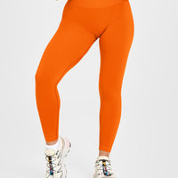 EffortlessLift™ Seamless Leggings with White Logo | Flame Orange