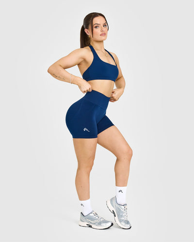 BLUE HIGH WAISTED SHORTS - WOMEN - MIDNIGHT | Oner Active CA