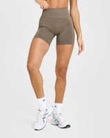 EffortlessLift™ Seamless Shorts with White Logo | Moss Brown