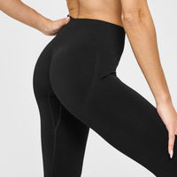 EffortlessLift™ Seamless Leggings with White Logo | Black