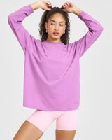 Classic Oversized Lightweight Long Sleeve Top | Orchid Purple