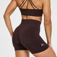 EffortlessLift™ Seamless Shorts with White Logo | Plum Brown