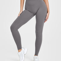 SoftMotion™ Leggings with White Logo | Ash Grey