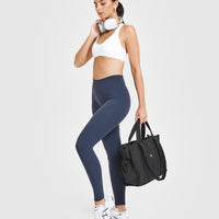 SoftMotion™ Leggings with White Logo | True Blue