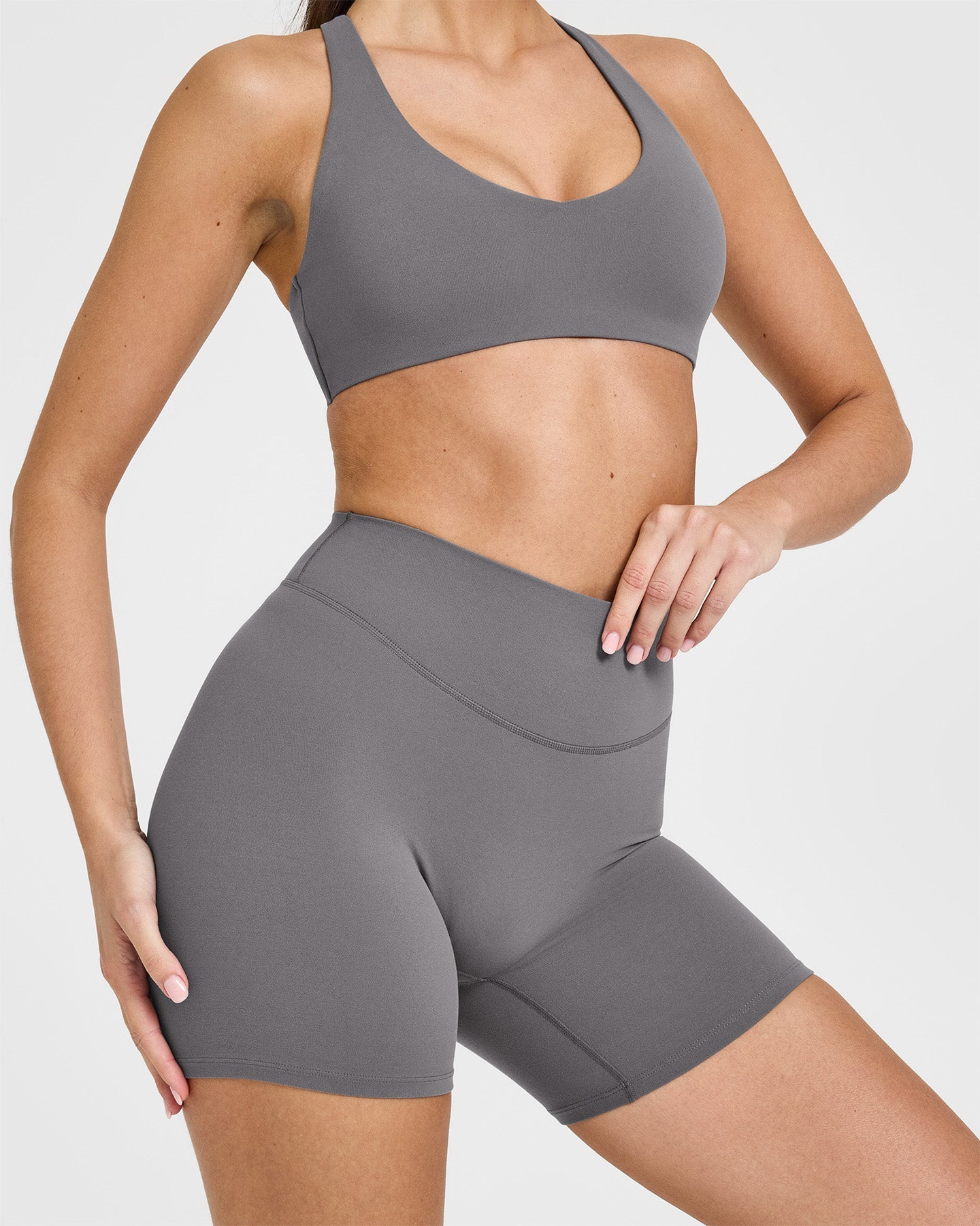 SoftMotion™ Shorts 6" with White Logo | Ash Grey