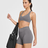 SoftMotion™ Shorts 6" with White Logo | Ash Grey