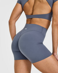 SoftMotion™ Shorts 6" with White Logo | Granite Blue