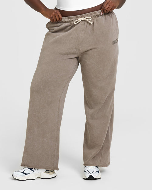 Oner Modal Raw Lounge Wide Leg Joggers | Washed Warm Sand