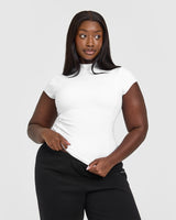 Mellow™ Rib Mock Neck T-Shirt | White